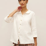 100% Linen Peter Pan Collar 3/4 Sleeve Shirt ASTRID