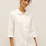 100% Linen Peter Pan Collar 3/4 Sleeve Shirt ASTRID