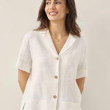 100% Linen Button-Up Short Sleeve Shirt ORENDA