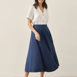100% Linen Button-Up Short Sleeve Shirt ORENDA
