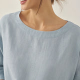 100% Linen Boatneck 3/4 Length Sleeve Top AURORA