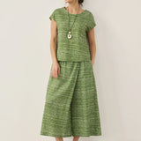 100% Linen Dot Round Neck Top LISSA