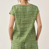 100% Linen Dot Round Neck Top LISSA
