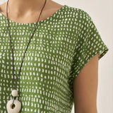 100% Linen Dot Round Neck Top LISSA
