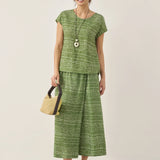 100% Linen Dot Round Neck Top LISSA
