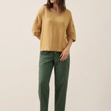 100% Linen V-Neck 3/4 Length Sleeve Top DORA