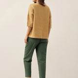 100% Linen V-Neck 3/4 Length Sleeve Top DORA