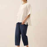 100% Linen Round Neck Mid-Sleeve Top ROBYN