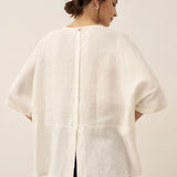 100% Linen Round Neck Mid-Sleeve Top ROBYN