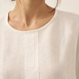 100% Linen Round Neck Mid-Sleeve Top ROBYN