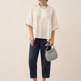 100% Linen Round Neck Mid-Sleeve Top ROBYN