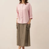 100% Linen Button-Front Drop Shoulder Shirt EASTER