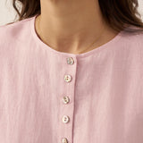 100% Linen Button-Front Drop Shoulder Shirt EASTER