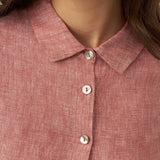 100% Linen Buttoned Closure Color-Blocked Shirt JANICE