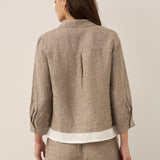 100% Linen Buttoned Closure Color-Blocked Shirt JANICE