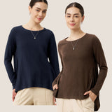 Wool Panelled Ruched Asymmetric Hem Top KALISTA