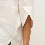 100% Linen Round Neck Petal-Sleeve Pullover LAUREL