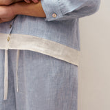 100% Linen Buttoned Closure Color-Blocked Shirt JANICE