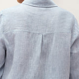 100% Linen Buttoned Closure Color-Blocked Shirt JANICE
