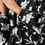 100% Linen Floral Printed Gathered Pullover Top AMIYA