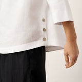 Linen-Lyocell V-Neck Button Detail Overtop ODETTE