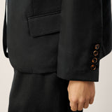 Linen-Lyocell Relaxed V-neck Tailored Blazer VERITY