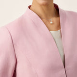 100% Linen Sculpted Waist V-neck Longline Jacket Top AZURA