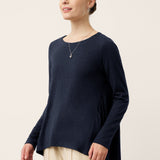 Wool Panelled Ruched Asymmetric Hem Top KALISTA