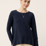 Wool Panelled Ruched Asymmetric Hem Top KALISTA