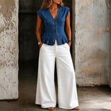 Viera - V-Neck Denim Top