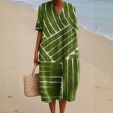 Eira - Green Dress with Geometric Pattern
