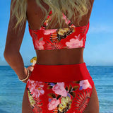Lorraine - Bikini with Contrasting Floral Print and Slit