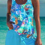 Trudy - Elegant tankini with tummy control effect and matching shorts