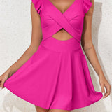 Maclair & Co. - Women's One Piece Swimsuit Ruffle Cutout Swimdress Tummy Control V Neck Wrap Swimwear