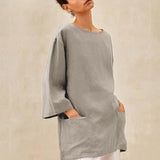 100% Linen Loose Long Shirt LILY