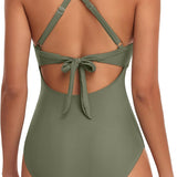 Maclair & Co. - Women's One Piece Swimsuits Tummy Control Cutout High Waisted Bathing Suit Wrap Tie Back