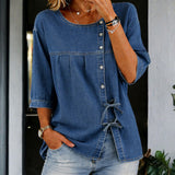 Vera - Long Vintage Denim Blouse
