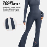 Women Zip Up Long Sleeve Workout Jumpsuit