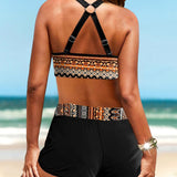 Marianne - Geometric Print Bikini with High Elastic Waist
