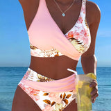 Lorraine - Bikini with Contrasting Floral Print and Slit