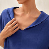 100% Linen V-Neck Short Sleeve Shirt SIERRA