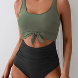 Maclair & Co. - Women's One Piece Swimsuit Tummy Control Slimming Bathing Suit Cutout Tie Knot Swimwear