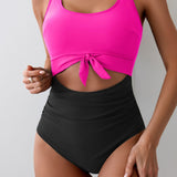 Maclair & Co. - Women's One Piece Swimsuit Tummy Control Slimming Bathing Suit Cutout Tie Knot Swimwear