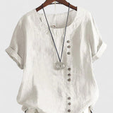 Elisavie - Comfortable Short Sleeve Blouse