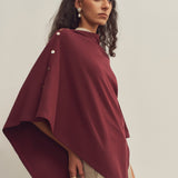 Merino Wool Multi-Cape With Button Scarf Shawl Stole Muffler Poncho