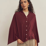 Merino Wool Multi-Cape With Button Scarf Shawl Stole Muffler Poncho