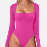 Square Neck Sculpting Bodysuit Second Skin Fit Seamless Thong