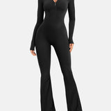 Women Zip Up Long Sleeve Workout Jumpsuit