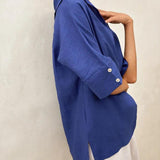 100% Linen V-Neck Short Sleeve Shirt SIERRA