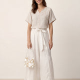 Linen Split-Neck Drop-Shoulder Top KIERA